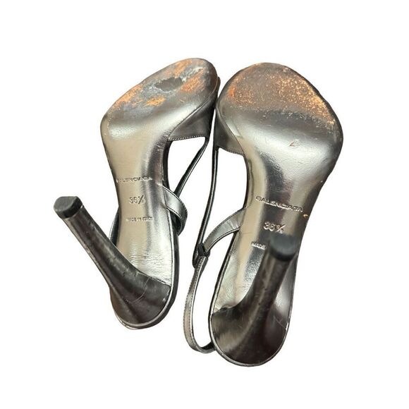 Balenciaga Leather Slingback Sandals  Metallic Sandals, Shoes Size 361/2 US 6 - Picture 5 of 8